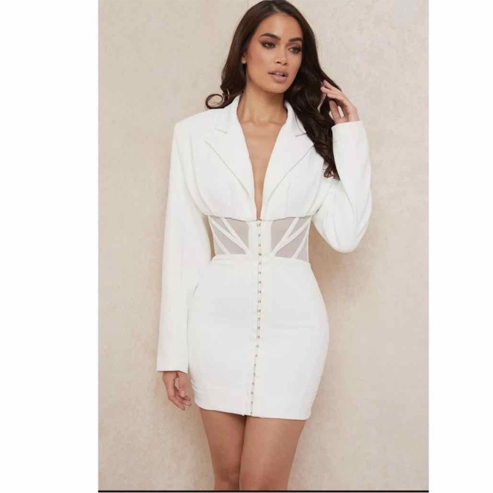 House of CB White Corset Blazer Dress